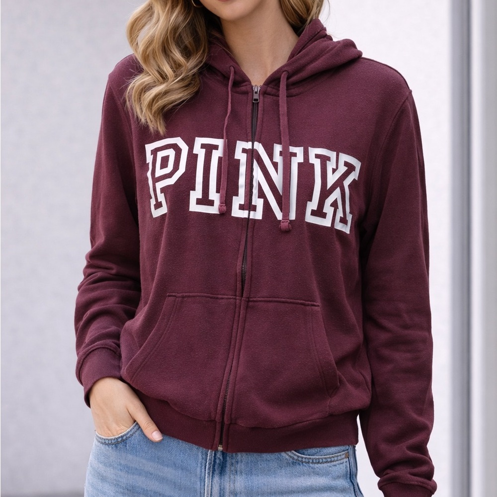 PINK Victoria's Secret Burgundy Zip-Up Hoodie